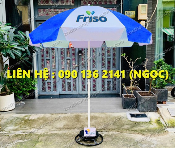 dù chân sắt tròn in logo ngoài trời